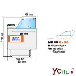 Vetrina vetri dritti espositiva 1520x895x1200 con motore remoto