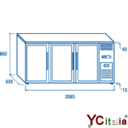 Retro banco refrigerato 3 porte 2085x535x860|Vetrinette basse per bibite