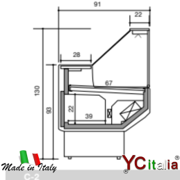 Banco refrigerato salumi e formaggi vetri dritti 1040x910x1290|Vetrine profondità 900 ventilate