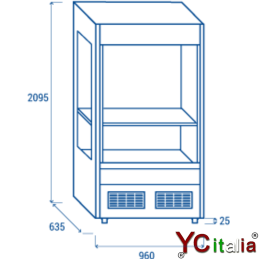 Vetrina murale con ganciera per carni 960x635x2095