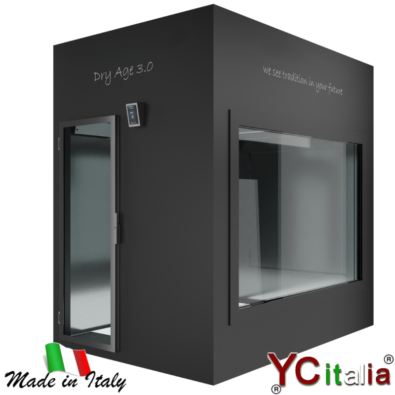 Cella stagionatura carne con porta a vetro 8000 litri|Armadi frigo per stagionatura e frollatura