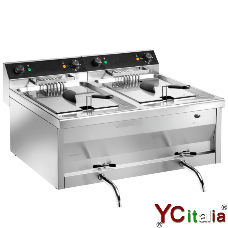 Friggitrice elettrica professionale da banco 12+12|Friggitrice elettrica per ristoranti profondita 700