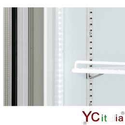 Congelatore verticale con capacità da 994 litri, con corpo in acciaio di colore bianco e due porte in vetro