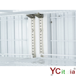 Congelatore verticale con capacità da 994 litri, con corpo in acciaio di colore bianco e due porte in vetro