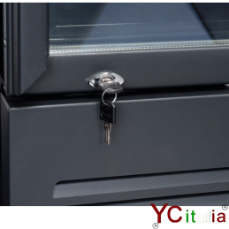 Congelatore con corpo in acciaio di colore nero e due porte in vetro