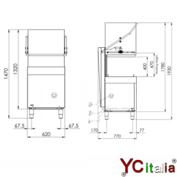 Lavastoviglie a capotta 620x766x1470/1930h