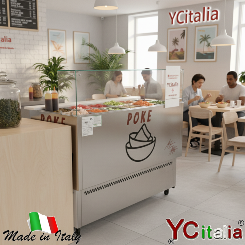 Postazione preparazione Poke 21vaschette GN 1/6 e porta salse