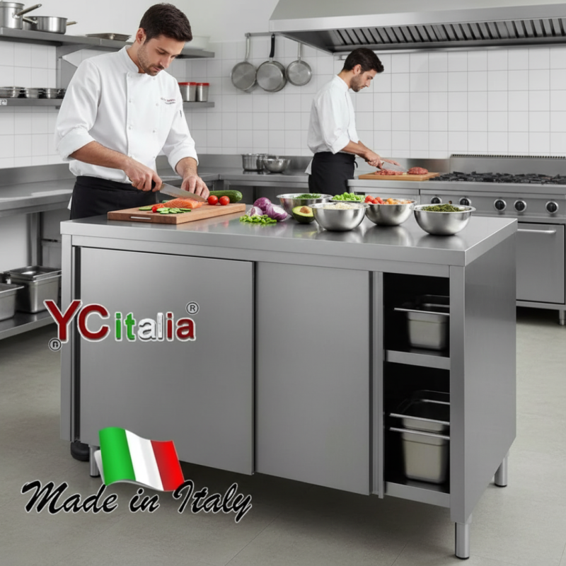 Tavolo armadiato liscio 600|Tavoli inox armadiati