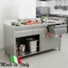 Tavolo inox armadiato con cassetti e alzatina p600