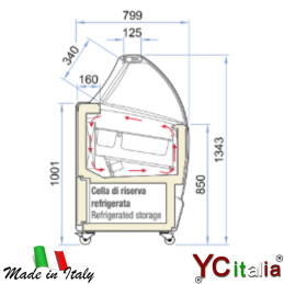 Vetrina gelato 13 gusti 1670x799x1343|Banchi gelaterie