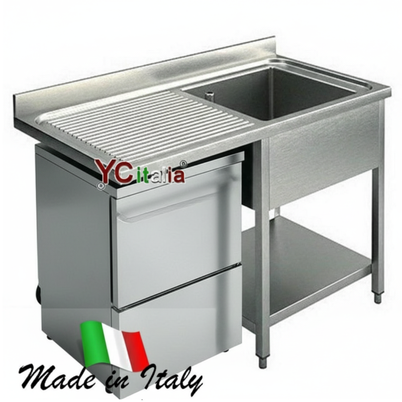 Lavello aperto inox a sbalzo 700