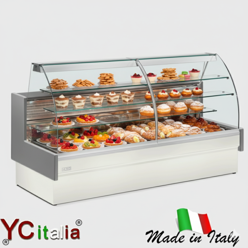 Banco vetrina per servizio assistito statica 2200x960x1240 vetri curvi