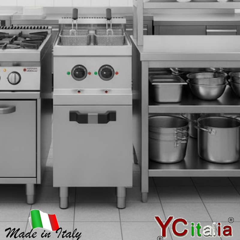 Friggitrice elettrica 2 vasche da 8 Lt|Friggitrice professionale elettrica profondita 900