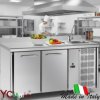 Tavolo refrigerato 2 porte e alzatina piano con vasca TN