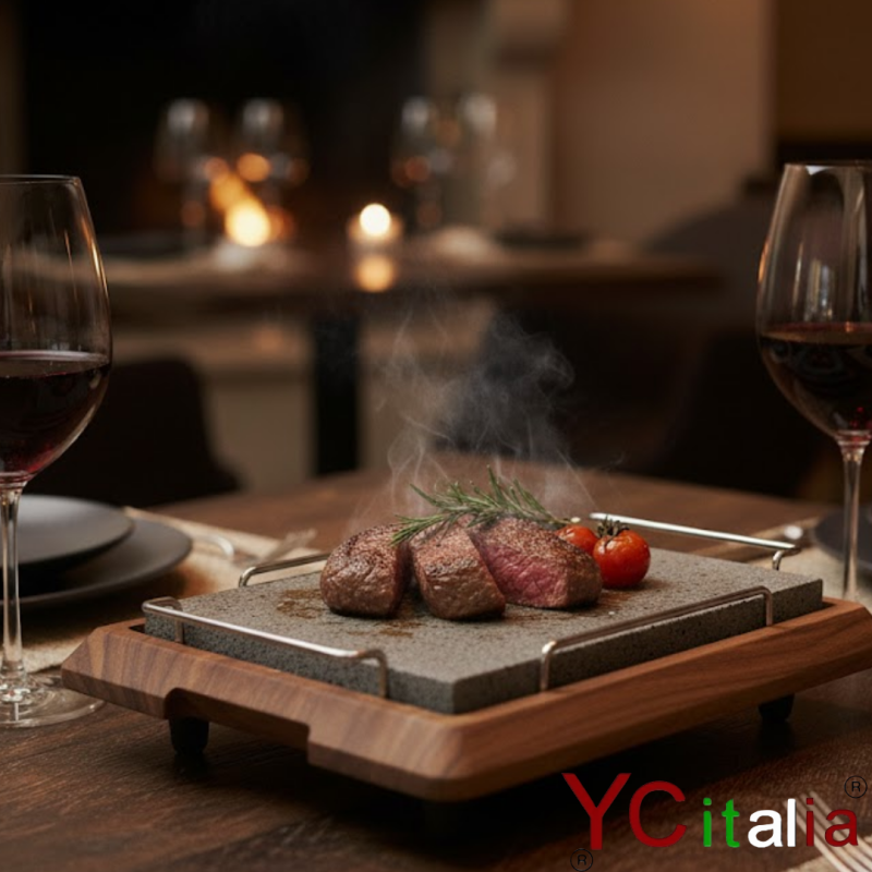 Pietra lavica da tavolo con supporto in legno|Pietra lavica da tavolo