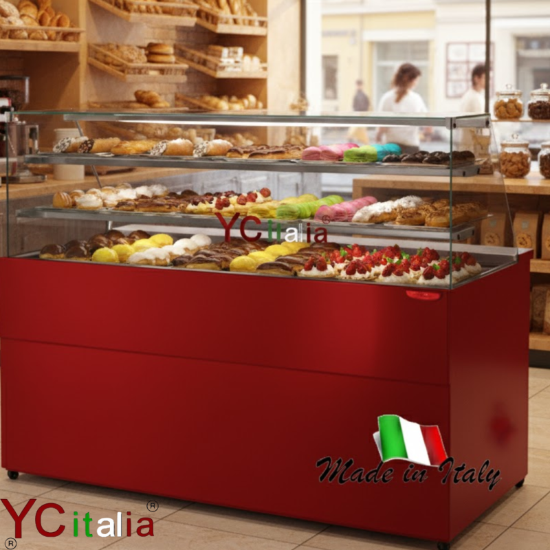 Banco pasticceria L1802xP940xH1384 a due ripiani