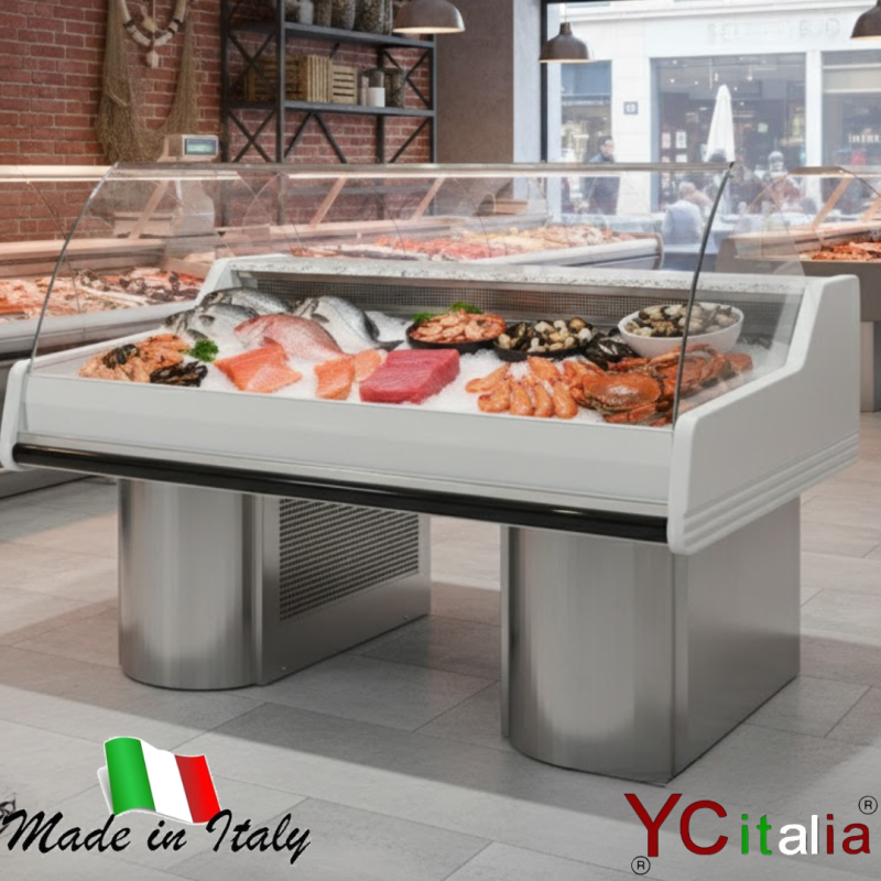 Banco vetrina per esporre e vendere pesce fresco e molluschi 1500x1200x1180