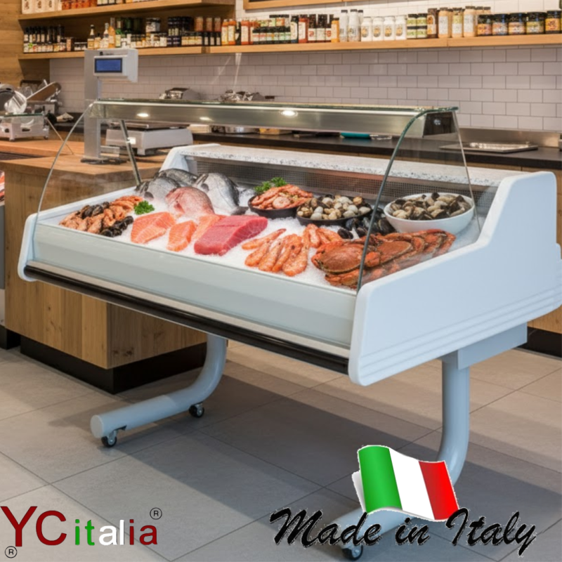 Espositore refrigerato 1500x930x1260 vetri dritti base con ruote