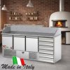 Saladette per pizzeria con 3 ante e 6 cassetti|Saladette refrigerata a 3 porte