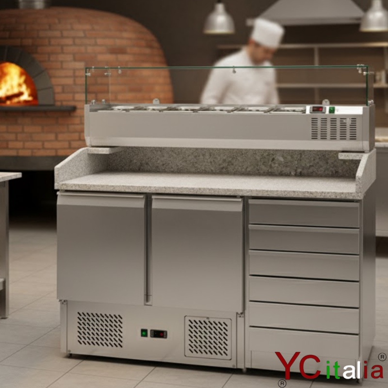 Banco pizza 1420x700x1020 h 6 gn 1/4