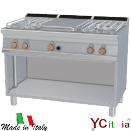 Cucina Professionale Tutto Piastra + 4 Fuochi su Mobile a Giorno