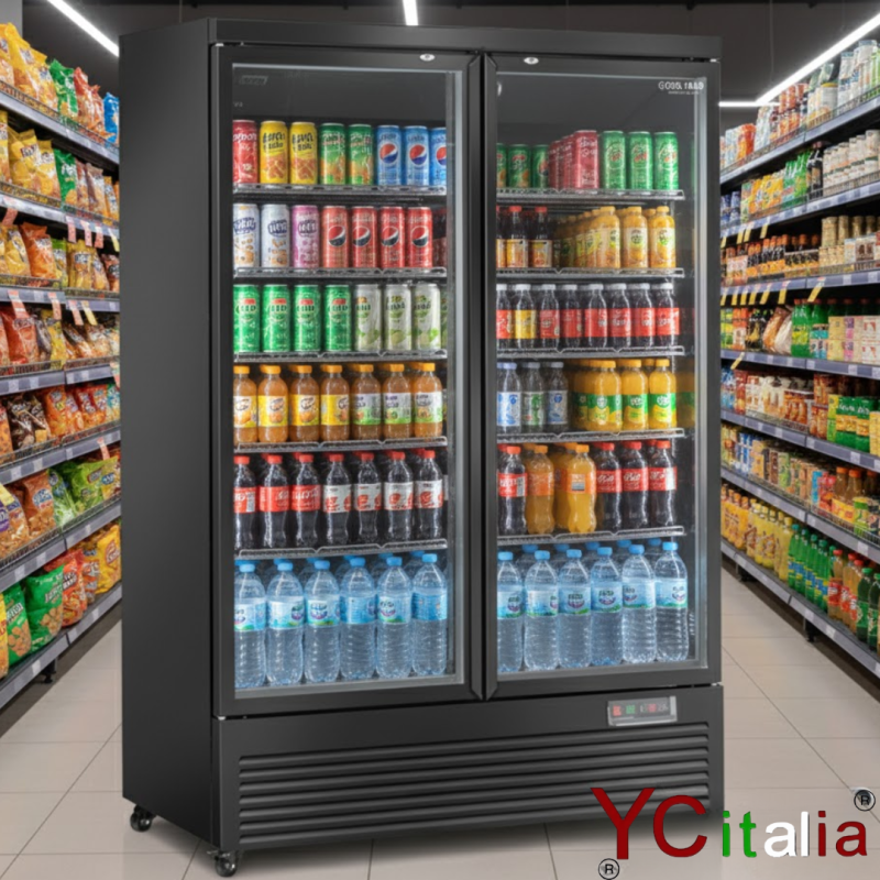 Frigo nero per bibite a doppia anta 1000lt|Frigo bibite due porte