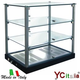 Vetrina espositore caldo 870x582x685 h|Vetrine da banco riscaldate 3 piani