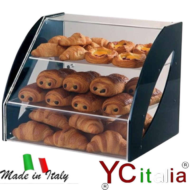 Vetrina brioches laterali neri 41x36,5cm – h44cm|Neutra 3 piani