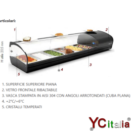 Vetrina refrigerata statica tapas 4 piano liscio|Vetrine 1 piano