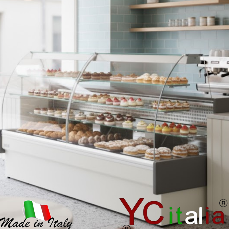 Banco vetrina per servizio assistito statica 1400x960x1240 vetri curvi