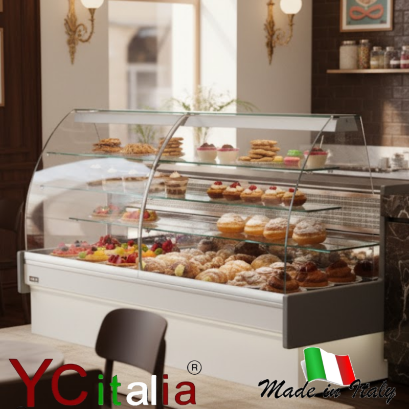 Banco vetrina per servizio assistito statica 2900x960x1240 vetri curvi