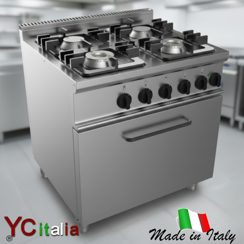Cucina 4 fuochi con forno elettrico 18 kw professionale|Cucina con forno statico