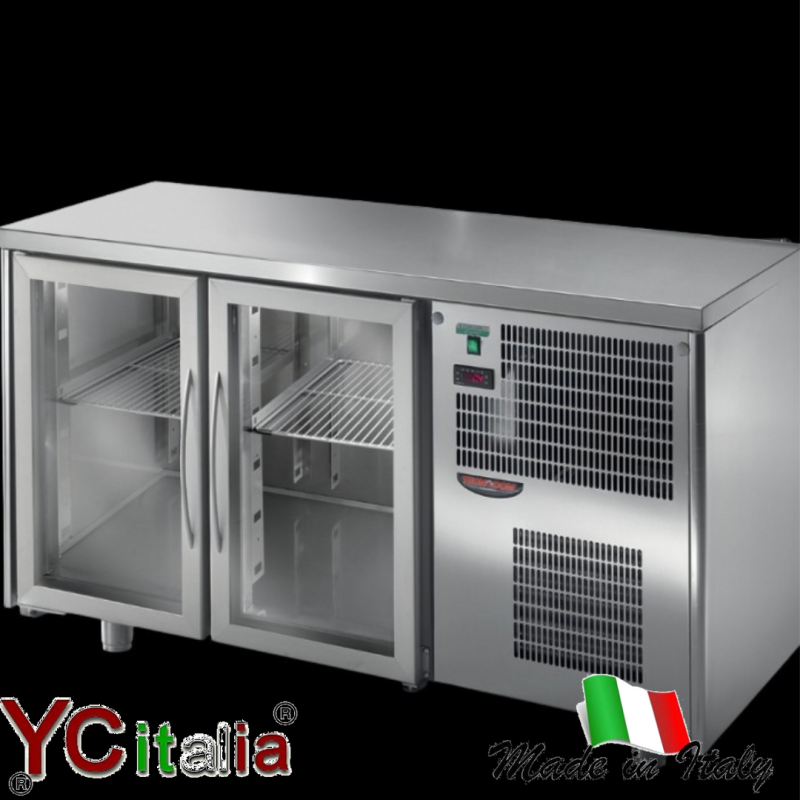 Tavolo refrigerato 2 porte a vetro 1460x600x860/930 mm