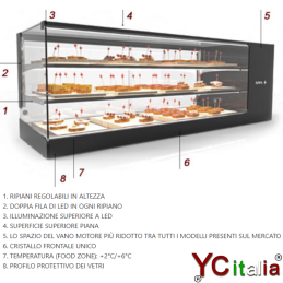 Vetrina refrigerata statica da appoggio 970x380x460|Vetrina refrigerata da banco 3 piani