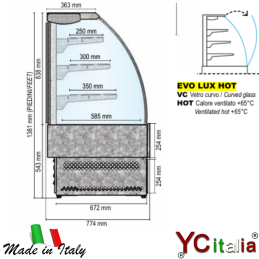 Vetrina calda vetro curvo 946x774x1381 mm|Home