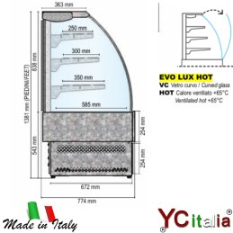 Espositore caldo con vetro curvo 1546x774x1381 mm|Home