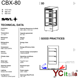 Vetrina refrigerata a 3 ripiani da banco