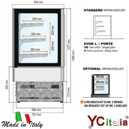 Vetrina refrigerata 4 porte 922x769x1389 mm|Vetrine profondità 800 ventilate