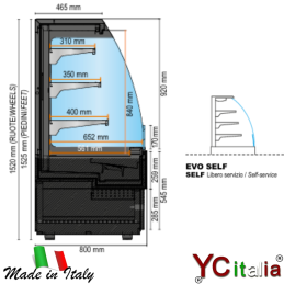 Vetrina self service L905 X P 800 X H 1520|Murale refrigerato 800 profondità 
