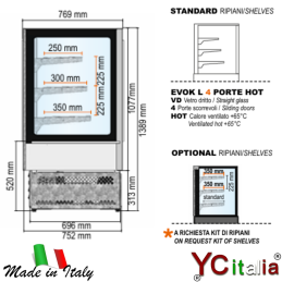 Espositore caldo con vetro curvo 1546x774x1381 mm|Vetrine espositive riscaldate