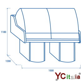 Vetrina professionale per pesce 1500x1200x1180|Espositori per pesce