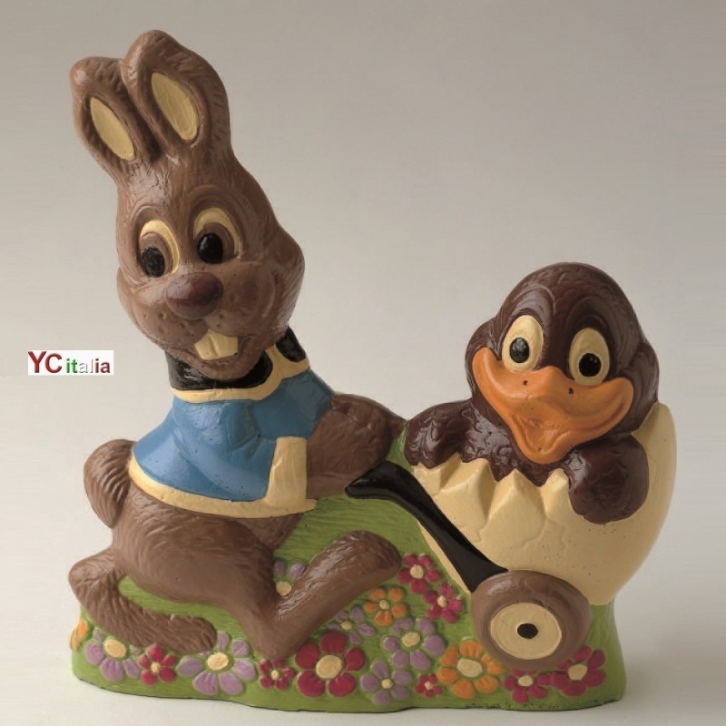 61,00 €F.A.R.H. Snc Di Bottacin Antonio & CMoule en forme de lapin qui mène à marcher une pouleTimbres de Pâques au chocolat