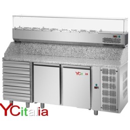 Banco pizza 2 porte 6 cassetti con vetrina refrigerata