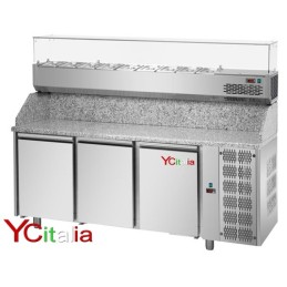 Banco pizza 3 porte con vetrina refrigerata